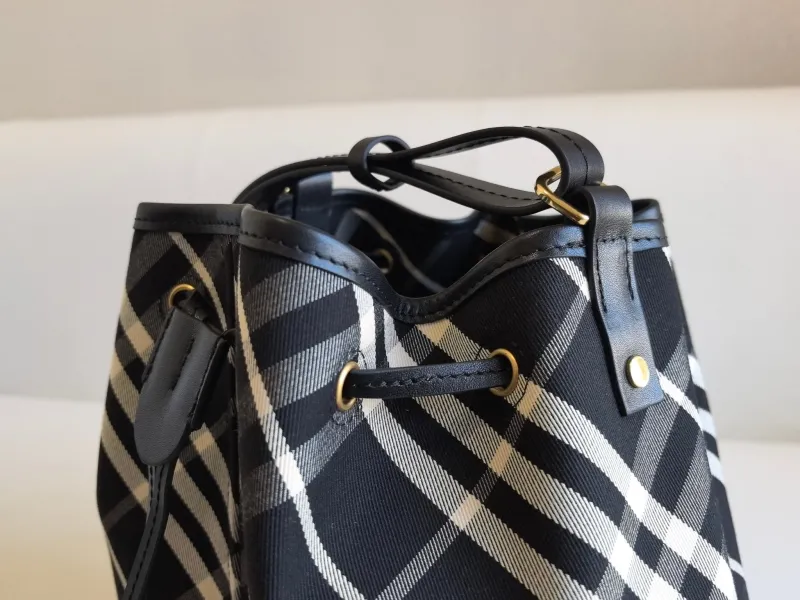 Burberry Black Check Bucket Bag 26 - Image 4