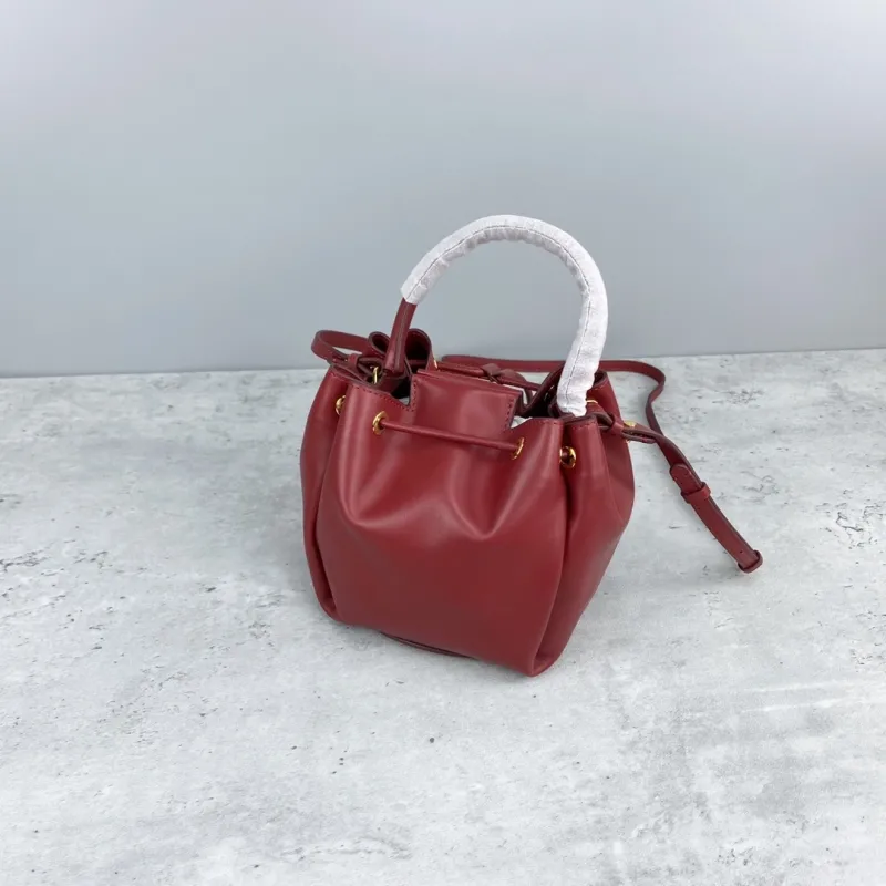 Burberry Small Burgundy Leather Bucket Bag - Image 3