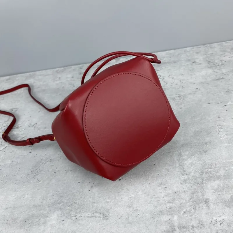 Burberry Small Burgundy Leather Bucket Bag - Image 5