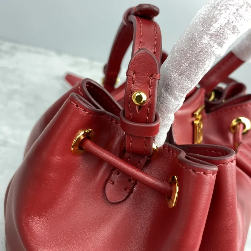 Burberry Small Burgundy Leather Bucket Bag - Image 7