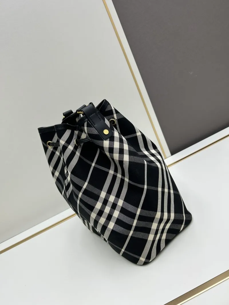 Burberry Black Check Bucket Bag 8058 - Image 3