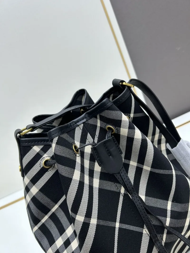 Burberry Black Check Bucket Bag 8058 - Image 4