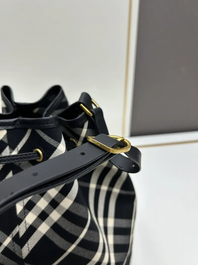Burberry Black Check Bucket Bag 8058 - Image 5