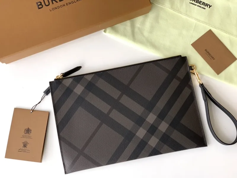 Burberry Dark Check Wristlet Clutch Bag - Image 3