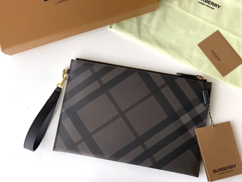 Burberry Dark Check Wristlet Clutch Bag - Image 4