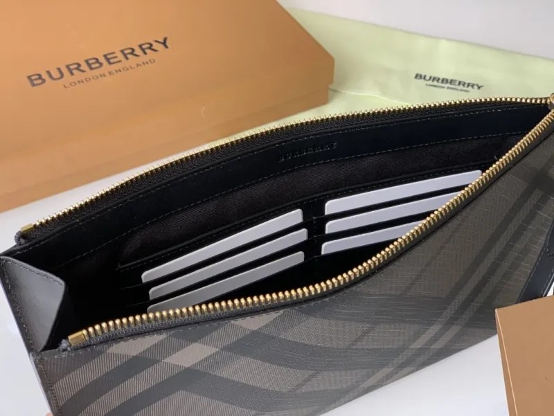 Burberry Dark Check Wristlet Clutch Bag - Image 8