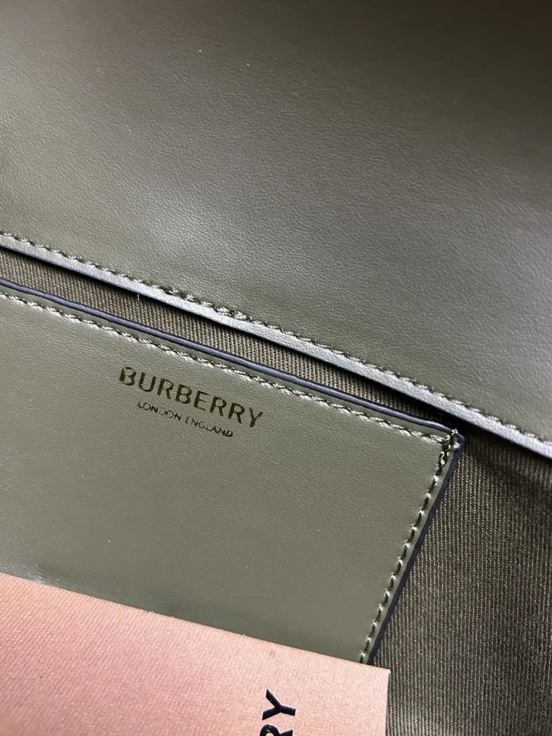 Burberry 8366 Olive Check Satchel Bag 24cm - Image 9