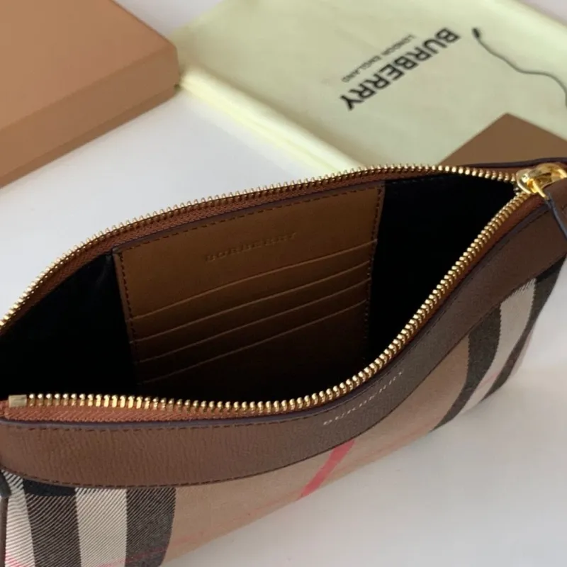 Burberry Brown Leather Check Crossbody Bag - Image 8