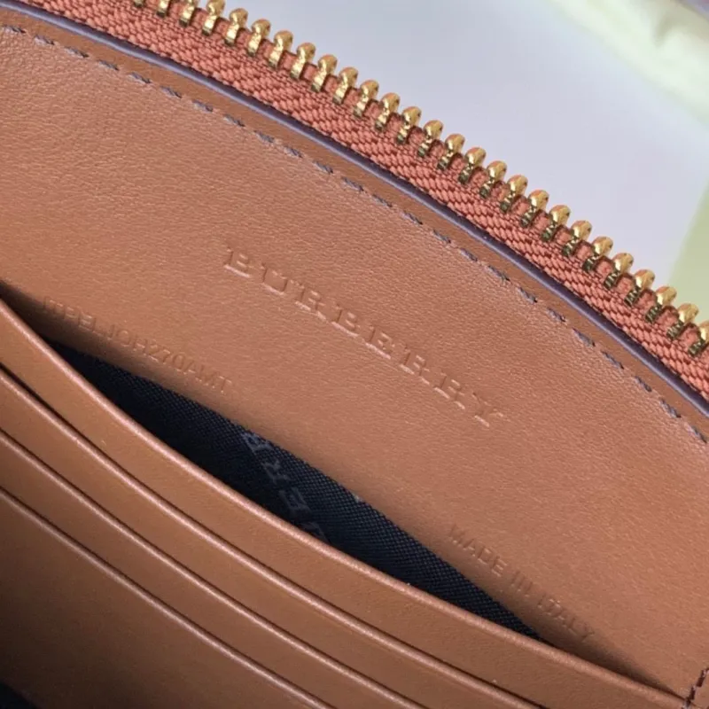 Burberry Brown Leather Check Crossbody Bag - Image 9