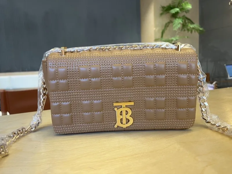 Burberry Brown Quilted Chain Satchel Bag