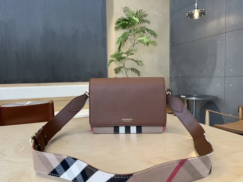 Burberry Brown Leather Crossbody Satchel Bag