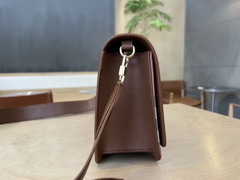 Burberry Brown Leather Crossbody Satchel Bag - Image 5