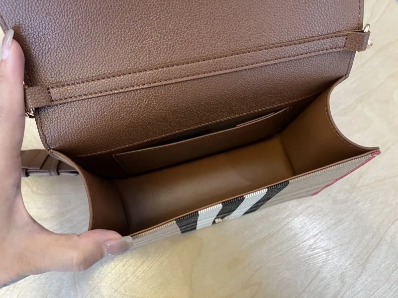 Burberry Brown Leather Crossbody Satchel Bag - Image 8