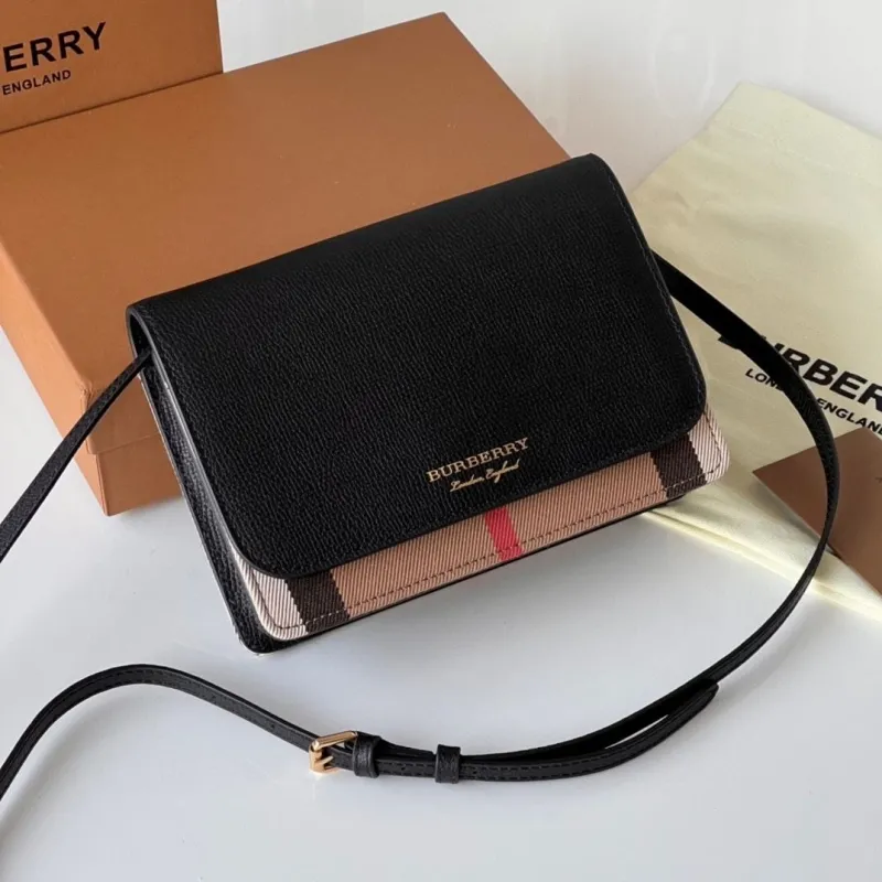 Burberry Black Check Crossbody Satchel Bag
