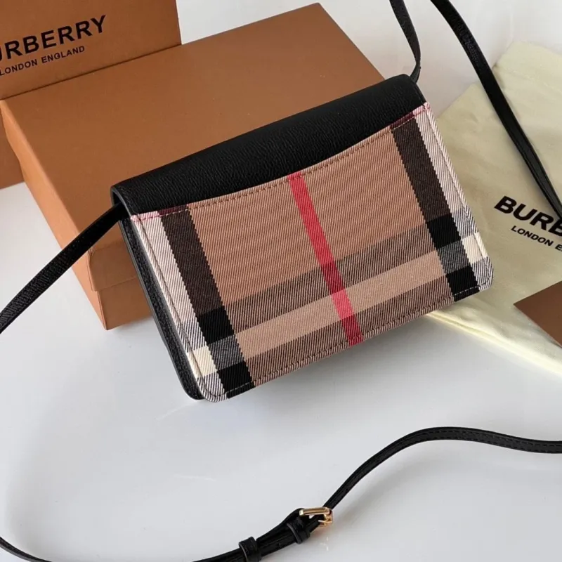 Burberry Black Check Crossbody Satchel Bag - Image 3