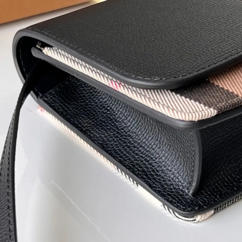 Burberry Black Check Crossbody Satchel Bag - Image 4