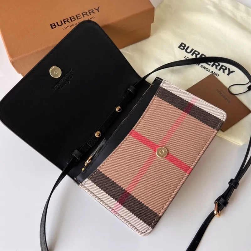 Burberry Black Check Crossbody Satchel Bag - Image 6