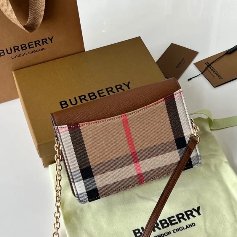 Alternative view of Burberry Brown Check Crossbody Satchel Bag