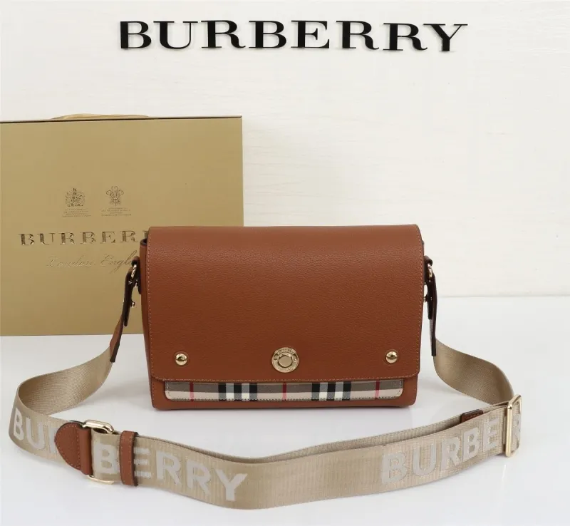 Burberry Brown Leather Crossbody Satchel Bag
