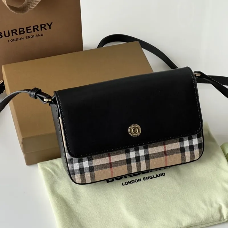 Burberry Black Check Crossbody Satchel Bag