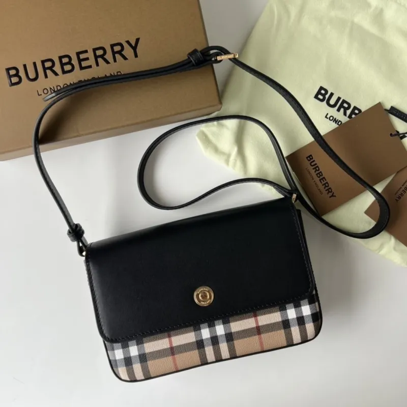 Alternative view of Burberry Black Check Crossbody Satchel Bag