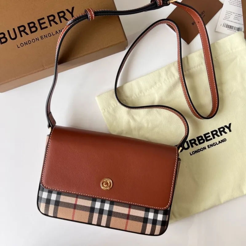 Alternative view of Burberry Vintage Check Brown Crossbody Satchel Bag