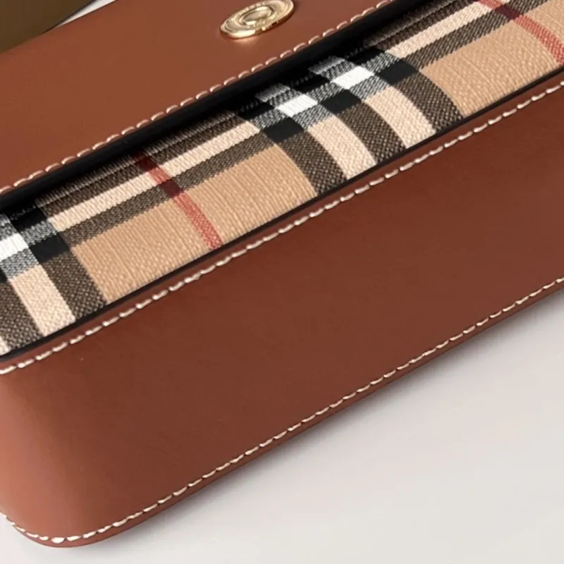 Burberry Vintage Check Brown Crossbody Satchel Bag - Image 5