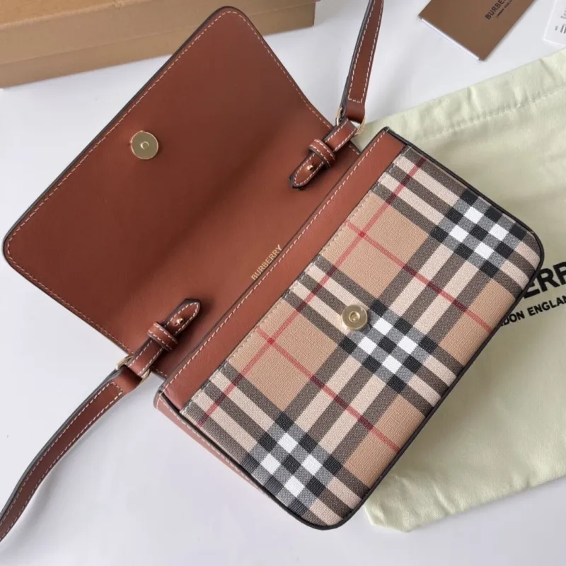 Burberry Vintage Check Brown Crossbody Satchel Bag - Image 7
