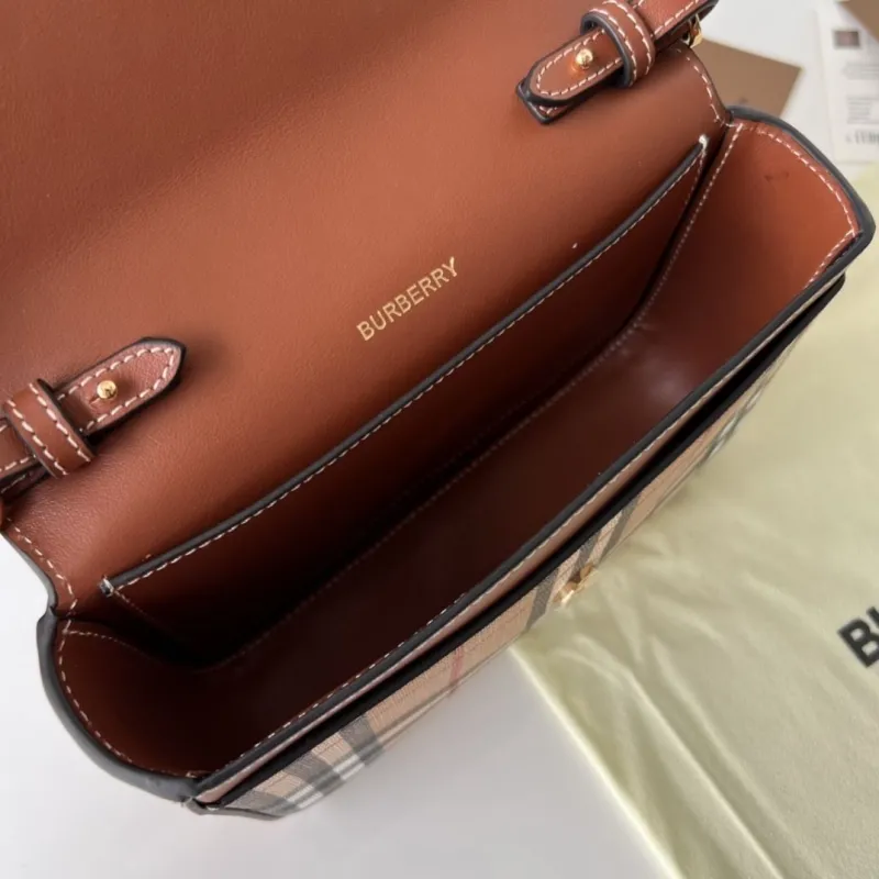 Burberry Vintage Check Brown Crossbody Satchel Bag - Image 8