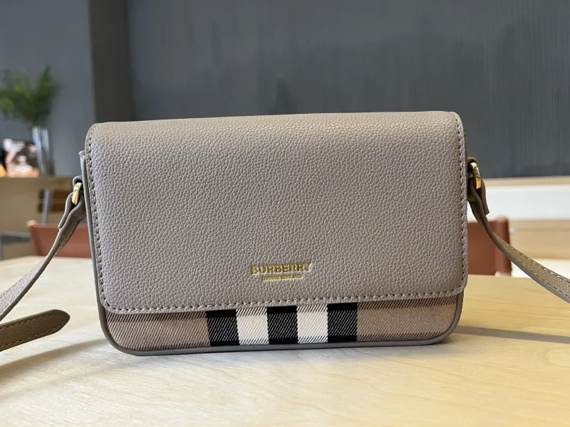 Alternative view of Burberry Gray Leather Crossbody Satchel Bag