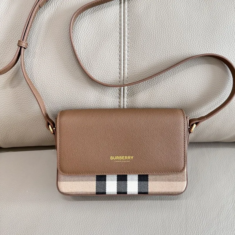 Burberry Brown Leather Crossbody Satchel Bag