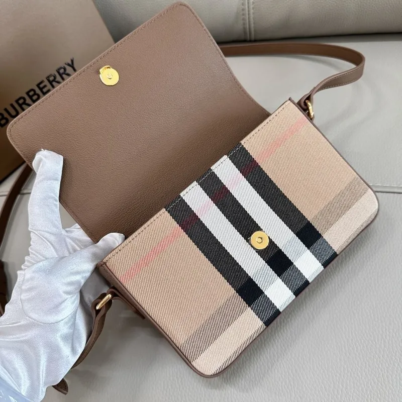 Burberry Brown Leather Crossbody Satchel Bag - Image 5