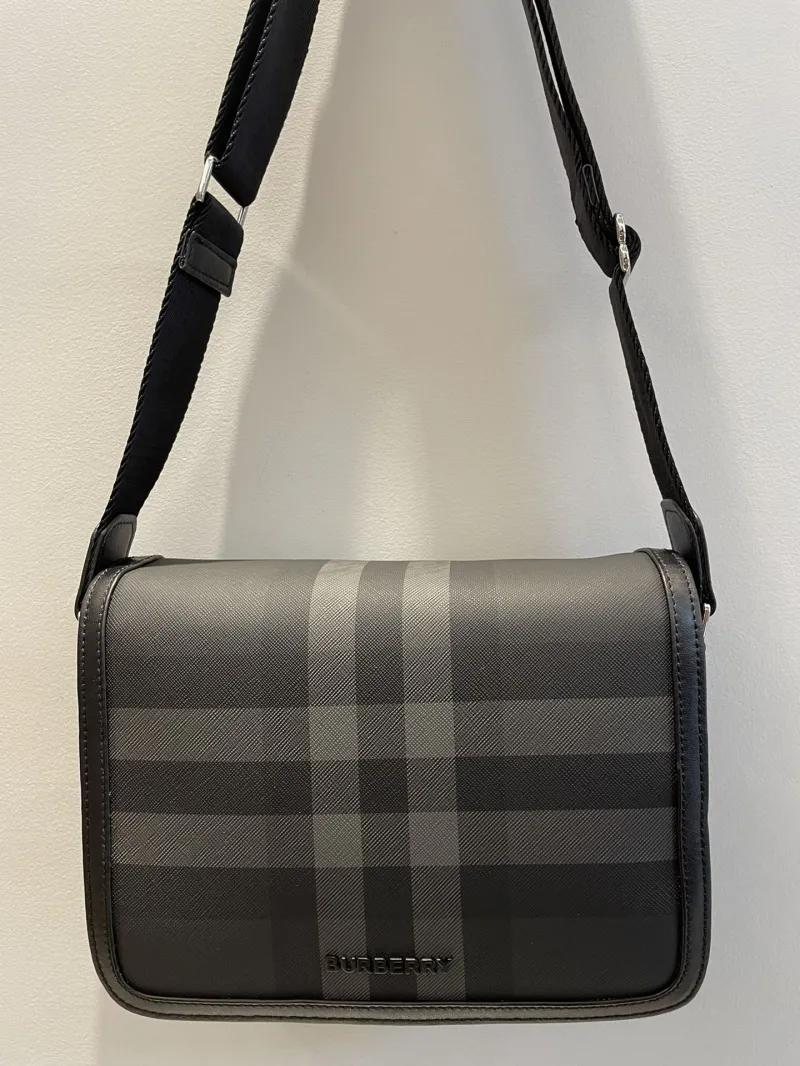 Burberry Black Check Crossbody Messenger Bag