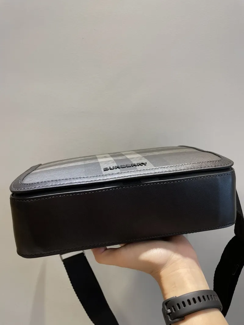 Burberry Black Check Crossbody Messenger Bag - Image 3