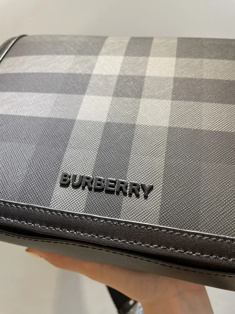 Burberry Black Check Crossbody Messenger Bag - Image 4