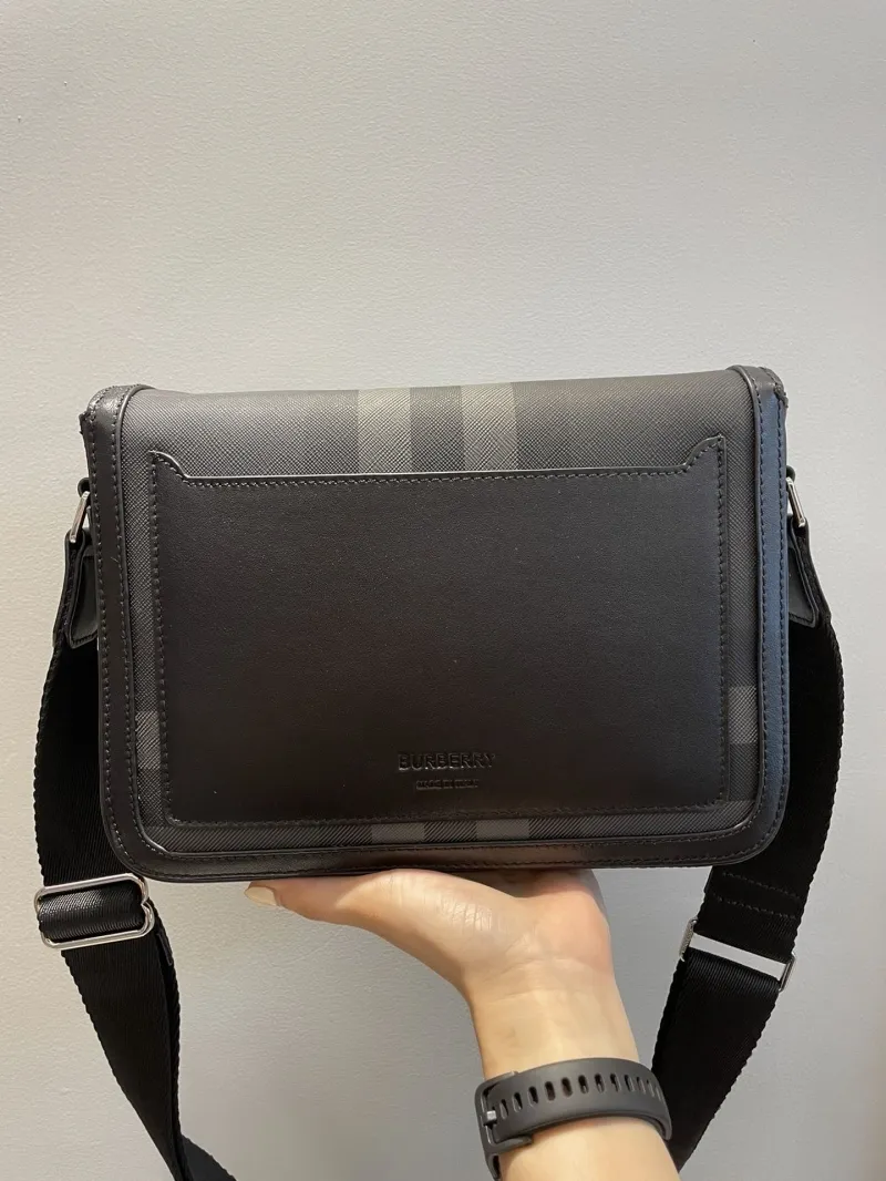 Burberry Black Check Crossbody Messenger Bag - Image 5