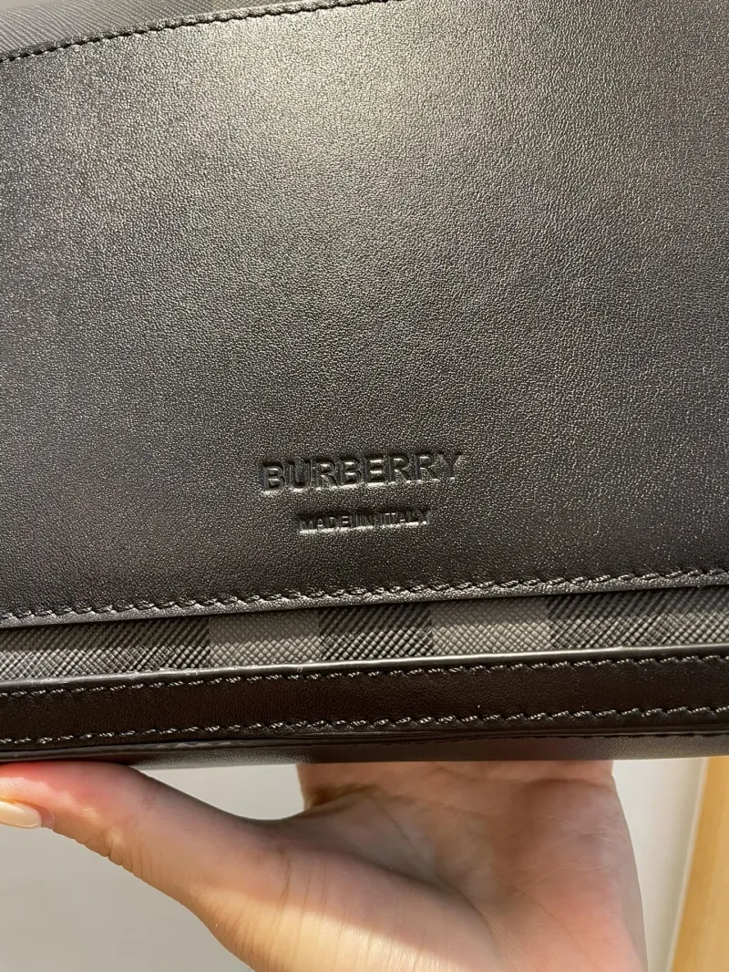 Burberry Black Check Crossbody Messenger Bag - Image 6