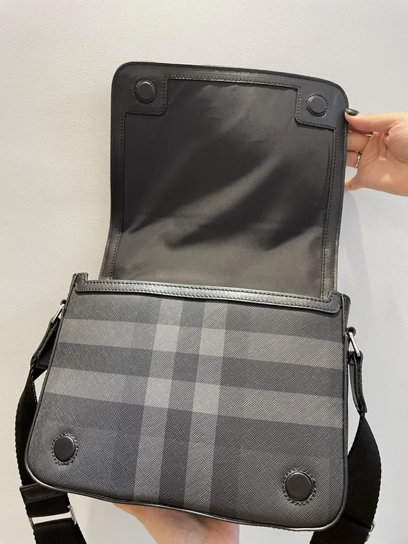 Burberry Black Check Crossbody Messenger Bag - Image 7