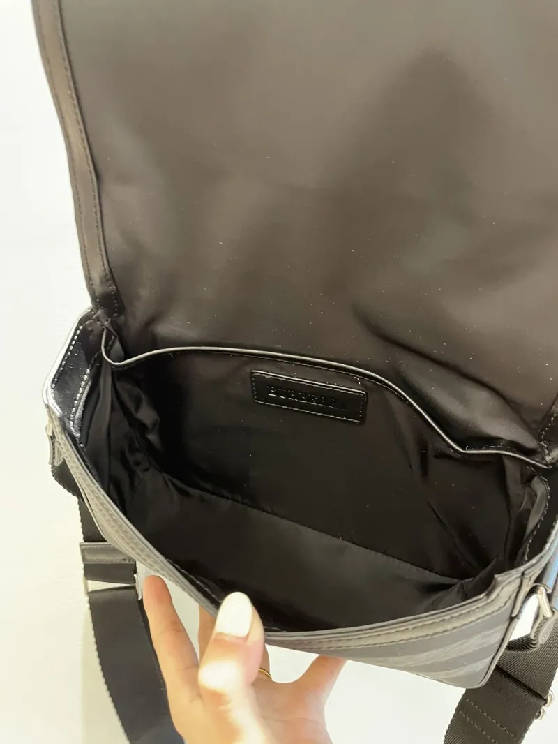 Burberry Black Check Crossbody Messenger Bag - Image 8