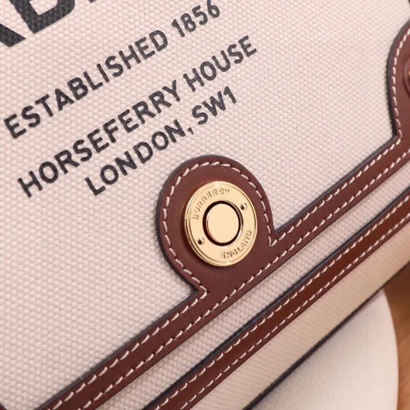 Burberry Cream Brown Trim Satchel Crossbody Bag 63 - Image 5