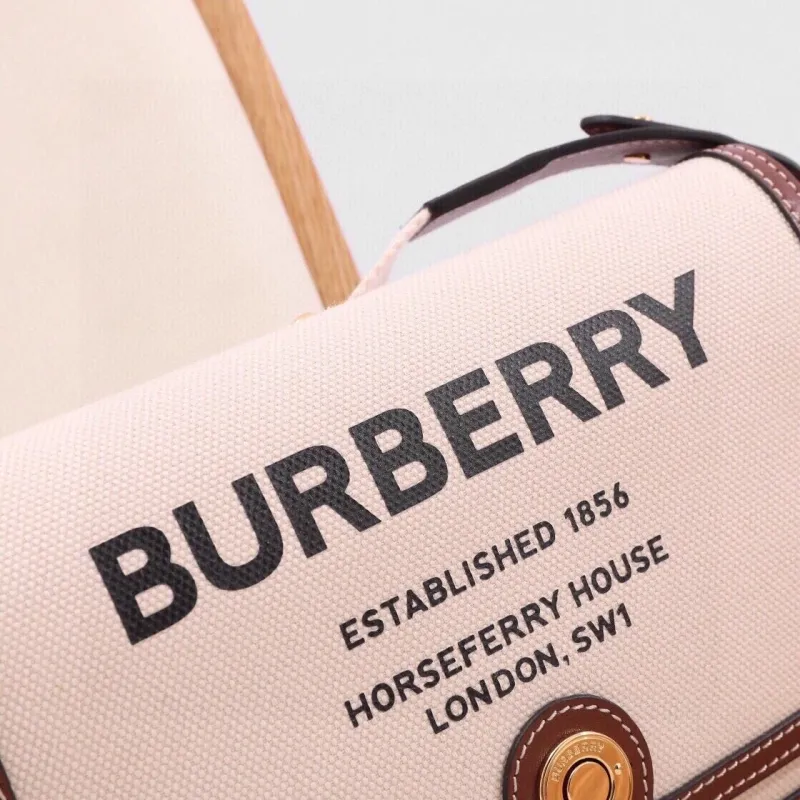 Burberry Cream Brown Trim Satchel Crossbody Bag 63 - Image 6