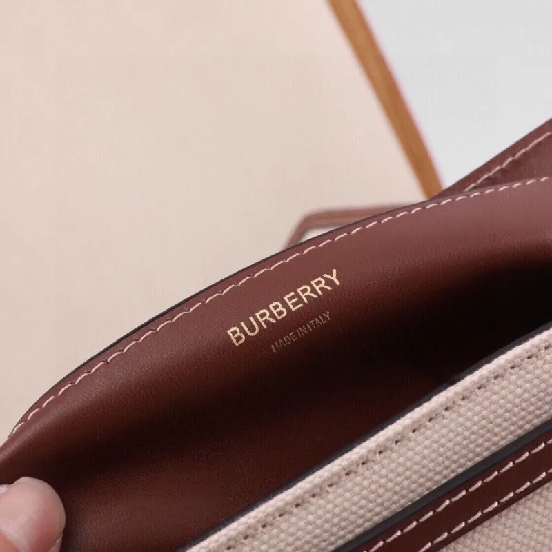 Burberry Cream Brown Trim Satchel Crossbody Bag 63 - Image 8