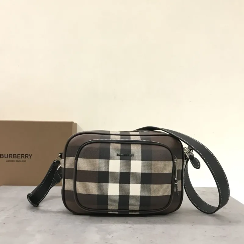 Burberry Dark Check Crossbody Satchel Bag