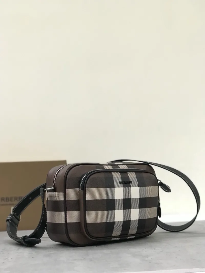 Burberry Dark Check Crossbody Satchel Bag - Image 3