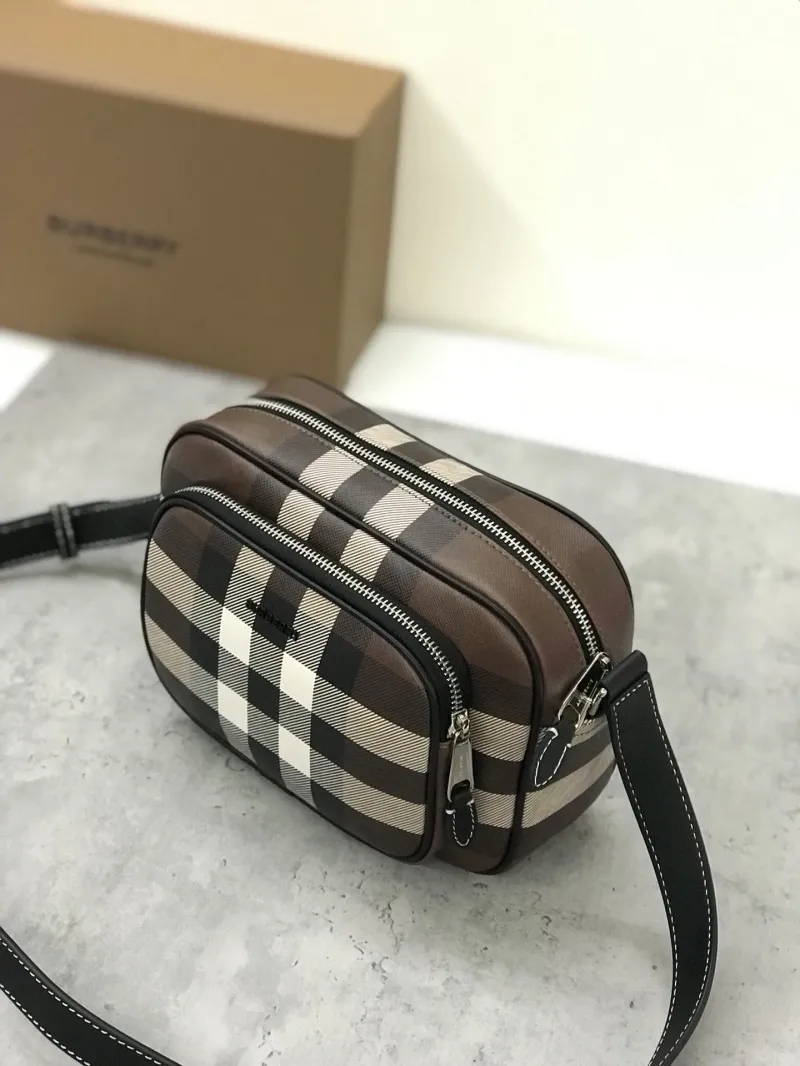 Burberry Dark Check Crossbody Satchel Bag - Image 4