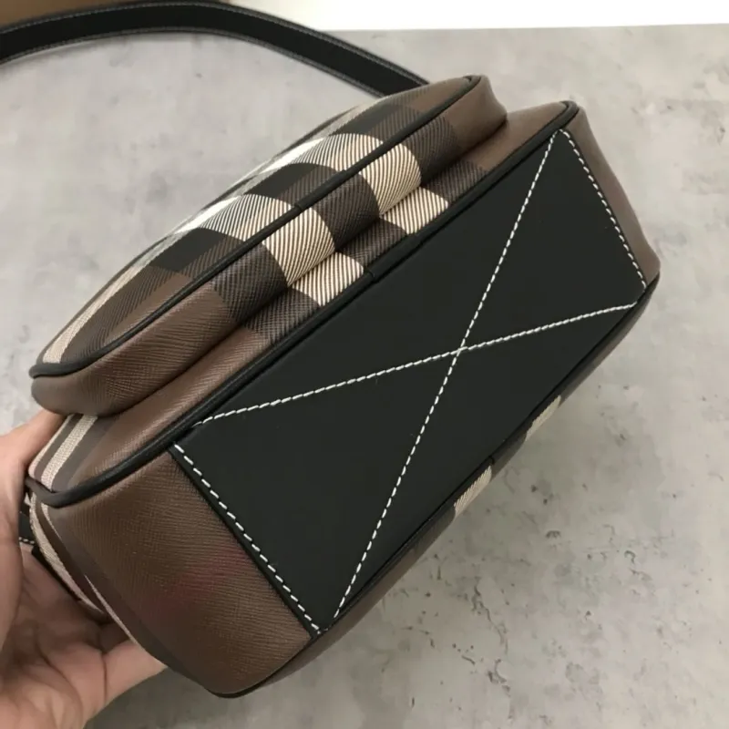 Burberry Dark Check Crossbody Satchel Bag - Image 5