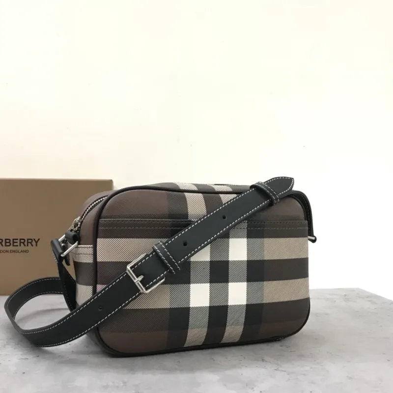 Burberry Dark Check Crossbody Satchel Bag - Image 6