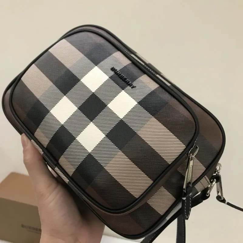Burberry Dark Check Crossbody Satchel Bag - Image 7