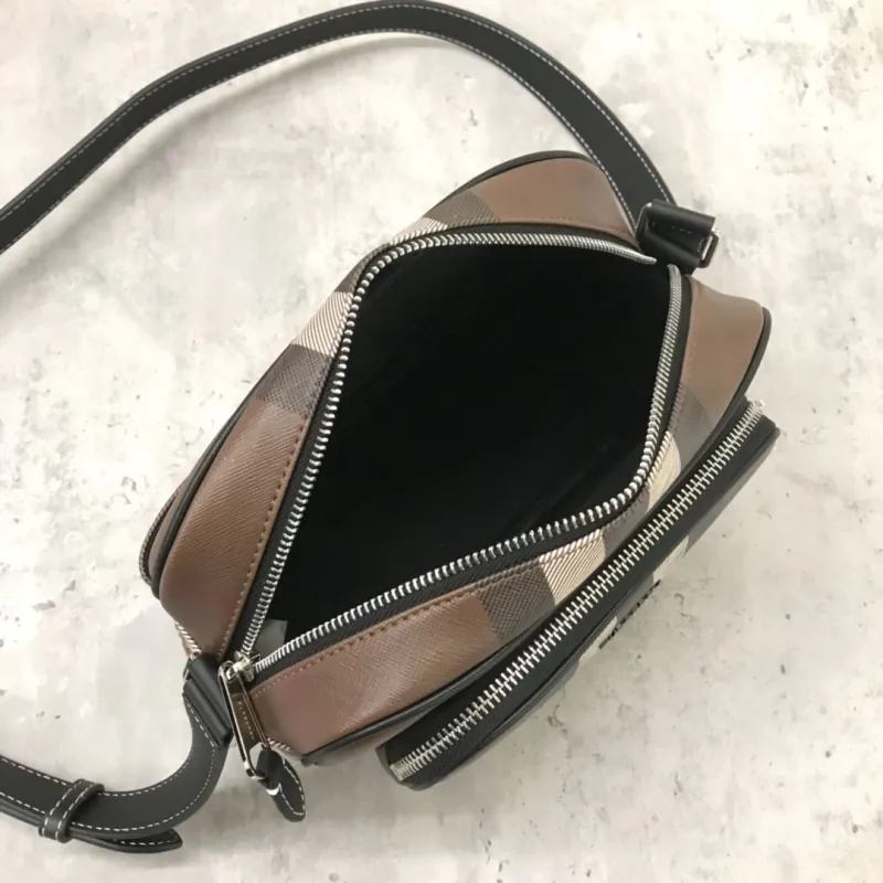 Burberry Dark Check Crossbody Satchel Bag - Image 8