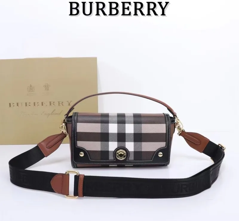 Burberry Brown Check Crossbody Satchel Bag